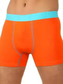 Комфортные боксеры на широкой голубой резинке оранжевого цвета E5 Underwear RT21